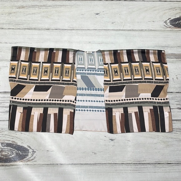 Systemaction Poncho Cardigan Shrug Lightweight Brown Geometric Print One Size - Picture 7 of 10